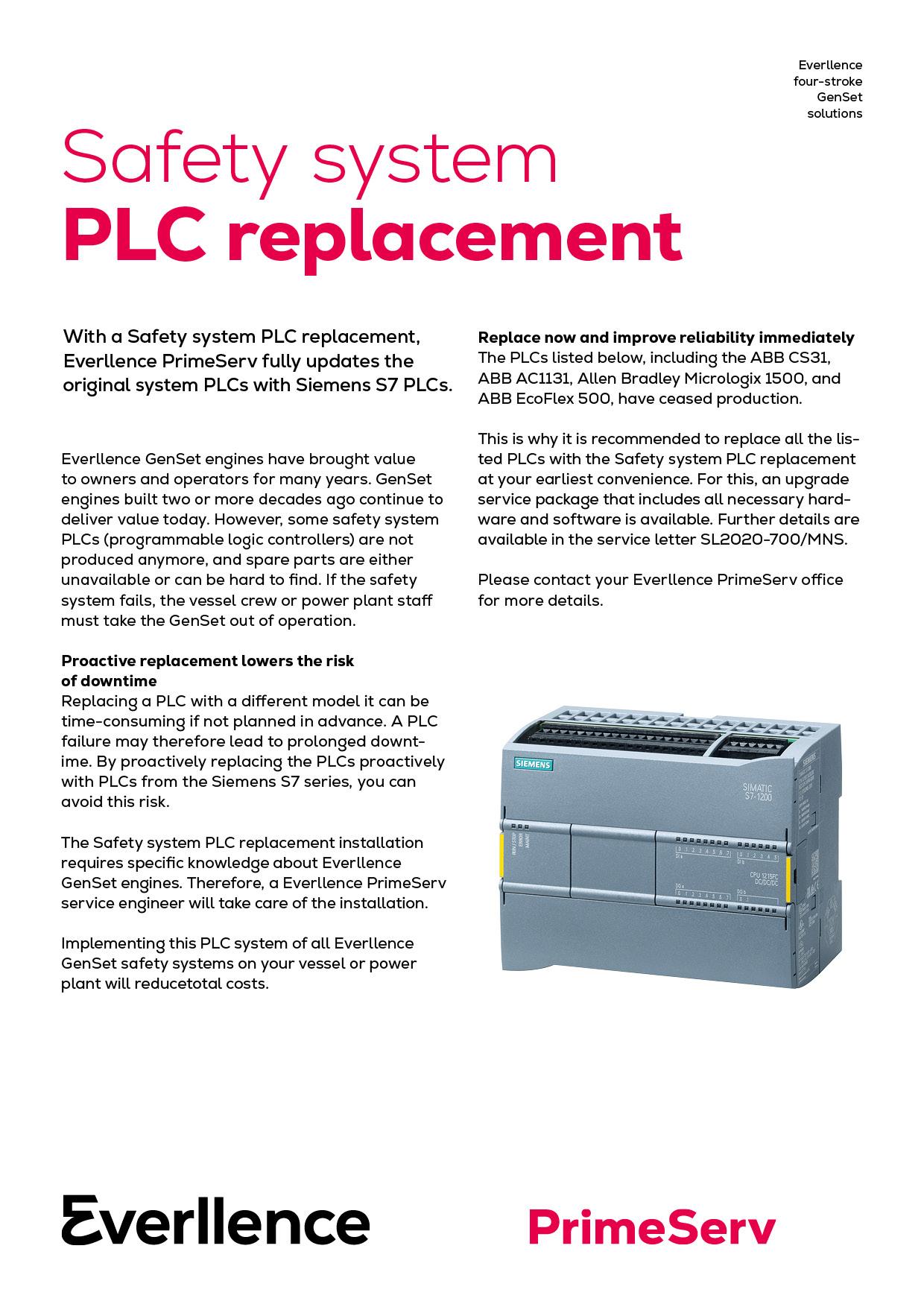 Safety system PLC replacement
